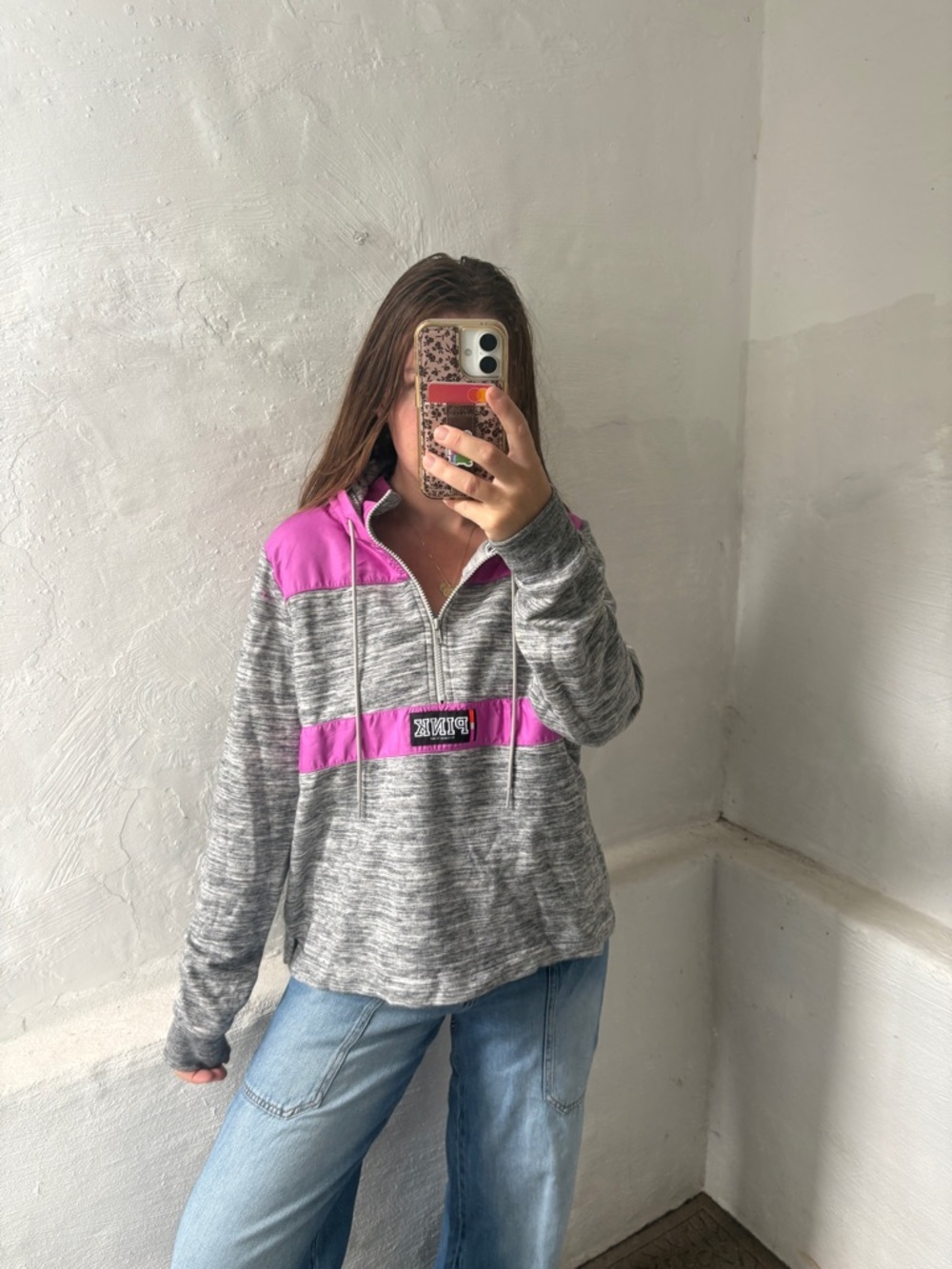 PINK Victoria’s Secret Quarter Zip Hoodie woman’s size large - Picture 9 of 10